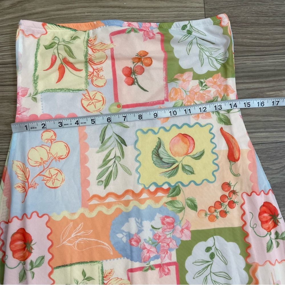 See You Monday Pastel Vegetable Floral Print Strapless Maxi Dress - Picture 7 of 11